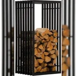 DELUKE&reg; Kaminholzregal Metall PREMIUM Innen und Aussen Schwarz Brennholzregal...