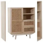 SalesFever Sideboard mit Rattan Front | 2 Schubladen, 1 T&uuml;r, 2 offene F&auml;cher 