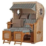 Mr. Deko Strandkorb Komplettset - bene living - Ammersee Teak - PE shell -...
