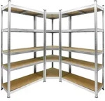 ECD Germany Regalsystem 3er Set Metall, 2x Lagerregal 180x90x40 + 1x Eckregal, 15 MDF