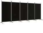 vidaXL 5-tlg. Paravent Schwarz 433x180 cm Stoff