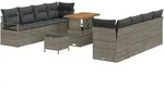 vidaXL 11-teiliges Garten-Sofa-Set mit Kissen Grau Poly Rattan Akazie