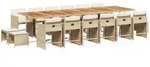 vidaXL 17-tlg. Garten-Essgruppe mit Kissen Beige Poly Rattan