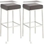 CLP 2er Set Barhocker Montreal Kunstlederbezug braun/edelstahl