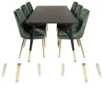 Dipp180x90BLBR Essgruppe Esstisch schwarz und 6 Velvet Deluxe Esszimmerst&uuml;hle...