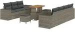 vidaXL 10-teiliges Garten Sofa Set mit Kissen Grau Poly Rattan Akazie