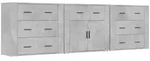 vidaXL Sideboards 3 Stk. Betongrau Holzwerkstoff