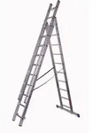 Stehleiter 3x10 Stufen L&auml;nge 5,9m 275x48cm ALU SZAGATO Stufenleiter Stehleiter