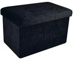 Intirilife Faltbare Sitzbank 49x30x30 cm in Samt Schwarz - Sitzw&uuml;rfel...