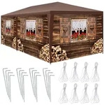 tectake Pavillon Almchalet mit abnehmbaren Seitenteilen 600 x 300 x 250 cm Braun