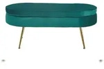 SalesFever Sitzpouf | oval | Bezug Samt-Stoff gr&uuml;n | Gestell Metall goldfarben...