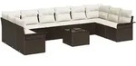 vidaXL Garten-Sofa-Set mit Kissen 11 pcs Braun Poly Rattan