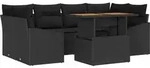 vidaXL Garten-Sofa-Set mit Speicher 7 pcs Schwarz Poly Rattan