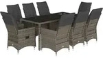 vidaXL 9-tlg. Garten-Essgruppe mit Kissen Grau Poly Rattan