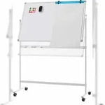 COSTWAY Doppelseitiges mobiles Whiteboard, 120 x 80 cm, h&ouml;henverstellbares