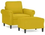 vidaXL Sessel mit Hocker Gelb 60 cm Samt