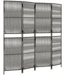 vidaXL Paravent 4-tlg. Grau Poly Rattan