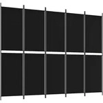 vidaXL 5-tlg. Paravent Schwarz 250x200 cm Stoff