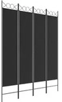 vidaXL 4-tlg. Paravent Schwarz 160x200 cm Stoff