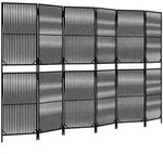 vidaXL Paravent 6-tlg. Schwarz Poly Rattan