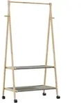vidaXL Kleiderst&auml;nder mit Ablagen und Rollen 96x45,5x155,5 cm Bambus