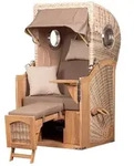 Mr. Deko Strandkorb Komplettset - bene living - Ammersee Single Teak - PE shell...