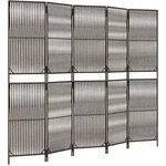 vidaXL Paravent 5-tlg. Braun Poly Rattan