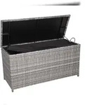 DELUKE Auflagenbox VERA Grau Polyester Gartenbox Aufbewahrungsbox Kissenbox