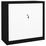 vidaXL Schrank mit Schiebet&uuml;r Schwarz und Wei&szlig; 90x40x90 cm Stahl