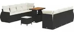 vidaXL Garten-Sofa-Set mit Speicher 11 pcs Schwarz Poly Rattan