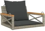 vidaXL H&auml;ngesessel mit Kissen Grau 63x62x40 cm Poly Rattan