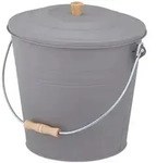 Relaxdays Ascheeimer mit Deckel, 12 Liter, Kamineimer, Stahl & Holz,...