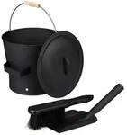 Relaxdays Ascheeimer mit Deckel und Kehrset, 7,5 L, inkl. Aschebesen &...