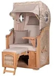 Mr. Deko Strandkorb Komplettset - bene living - Ammersee Single Teak - PE shell...