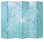 vidaXL Raumteiler klappbar 228 x 170 cm Schmetterling Blau