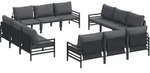 vidaXL Gartensofa-set mit Kissen 12 pcs Schwarz Stahl