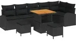 vidaXL Gartensofa-set mit Kissen 9 pcs Schwarz Poly-Rattan