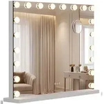 CLP Schminkspiegel Norlina mit Bluetooth Metall HBT: 62x80x14 cm wei&szlig; mit...