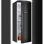 Exquisit Retro Vollraumk&uuml;hlschrank RKS325-V-H-160C mattschwarz | Nutzinhalt:...