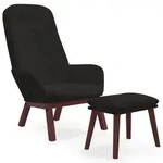 vidaXL Relaxsessel mit Hocker Schwarz Samt