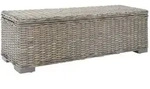 vidaXL Truhe Grau 110 cm Natur Kubu Rattan & Massivholz Mahagoni