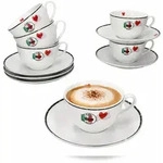 12tlg Caffee Amore Cappuccinotassen Set Porzellan 200ml Herz-Dekor