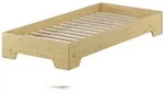 Erst-Holz Stabiles Kinderbett in kompakter Form 80x190 Massivholz Kiefer mit...
