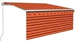 vidaXL Markise Manuell Einziehbar mit Rollo LED 3,5x2,5 m Orange Braun