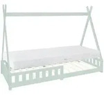 ML-Design Kinderbett Tipi 90x200 cm Mint mit Matratze H:16 cm, Rausfallschutz &