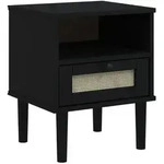 vidaXL Nachttisch SENJA Rattan-Look Schwarz 40x35x48 Massivholz Kiefer