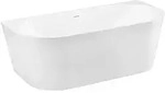 Aloni Halb-Freistehende Badewanne 170x80x60 Mittig Rundeck Acryl Wei&szlig;