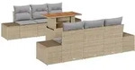vidaXL Garten-Sofa-Set mit Speicher 7 pcs Beige Poly Rattan