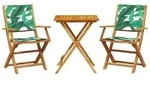 vidaXL 3-tlg. Bistro-Set Blattmuster Stoff und Massivholz