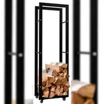 CLP Kaminholzst&auml;nder Keri mit Rollen schwarz/25x40x125 cm